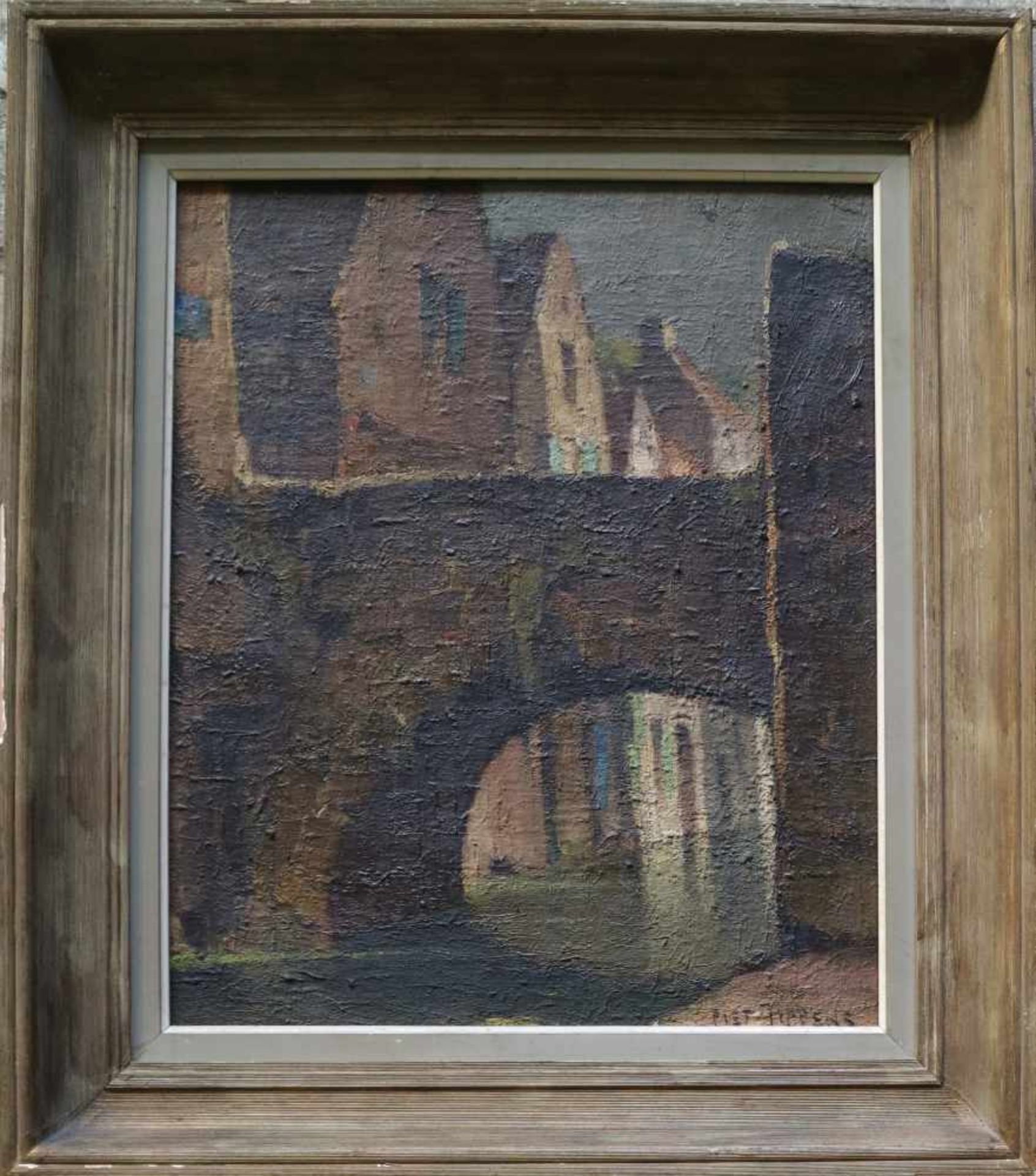 Piet LIPPENS (1890-1981)Oil on canvas Row of houses on the water50 x 60 cm - Bild 2 aus 4