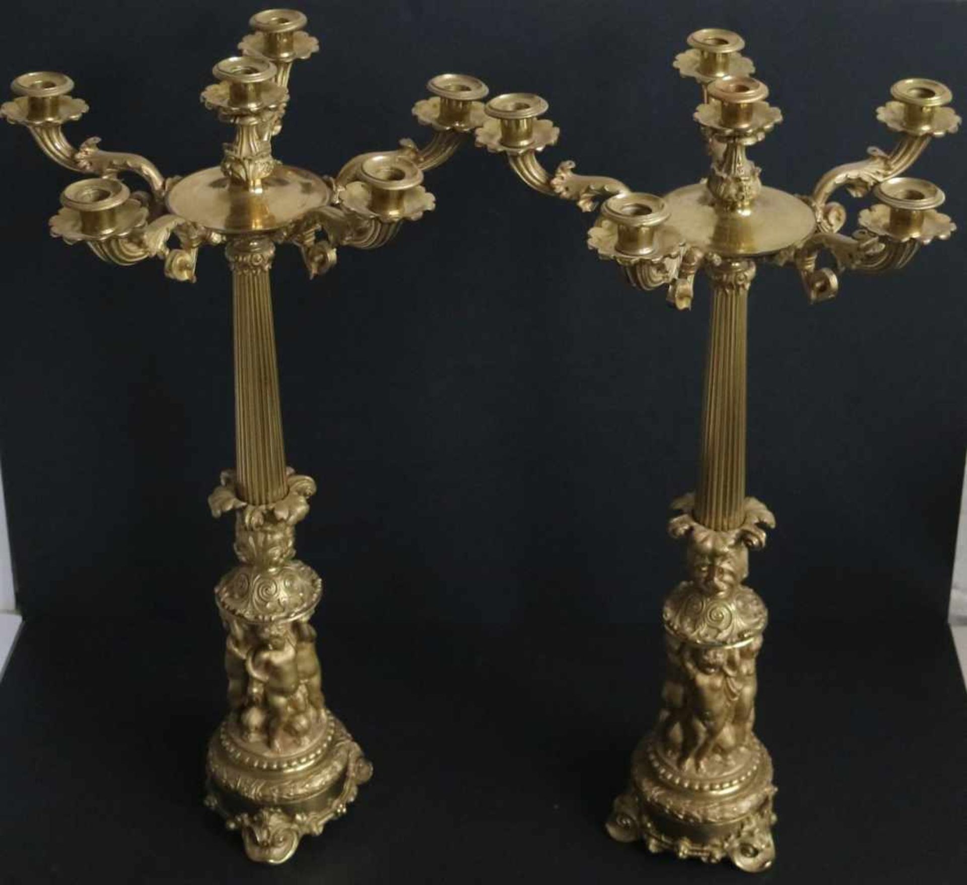 Pair of bronze candlesticks H 74 cmPair of bronze candlesticks H 74 cm