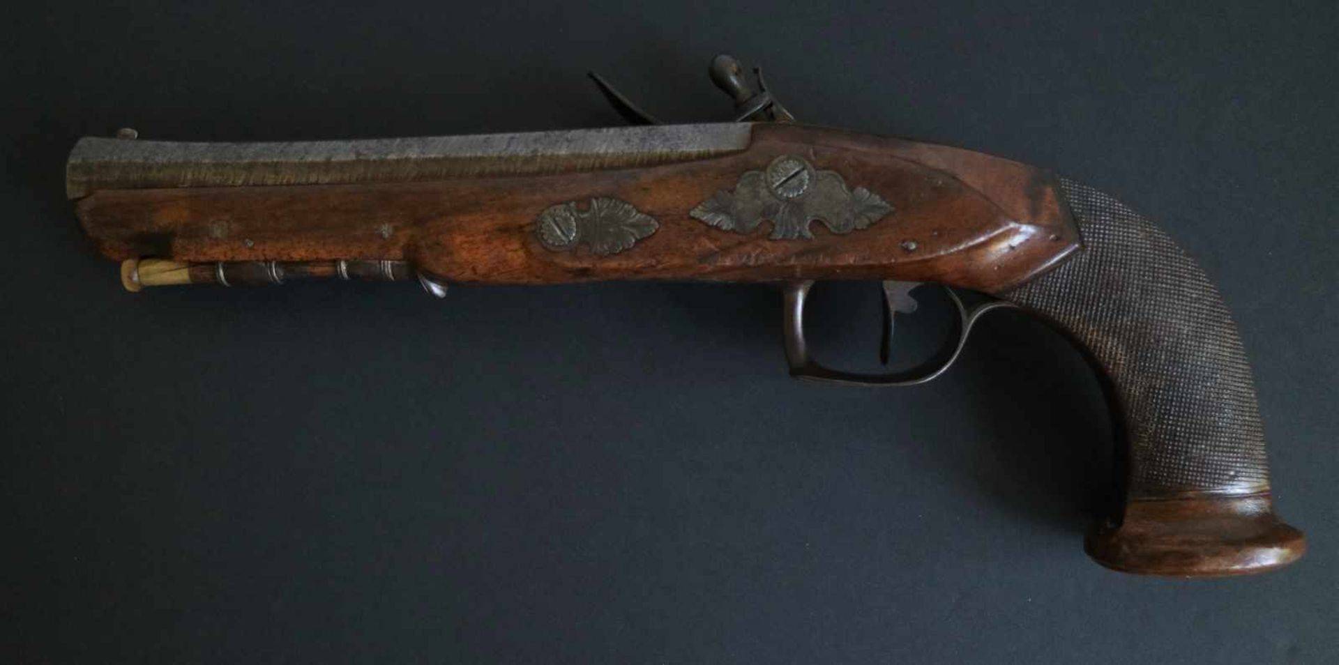 French silex gun 1st Empire periodDamask barrel, engraved end pieces and original loading stickL - Bild 4 aus 6