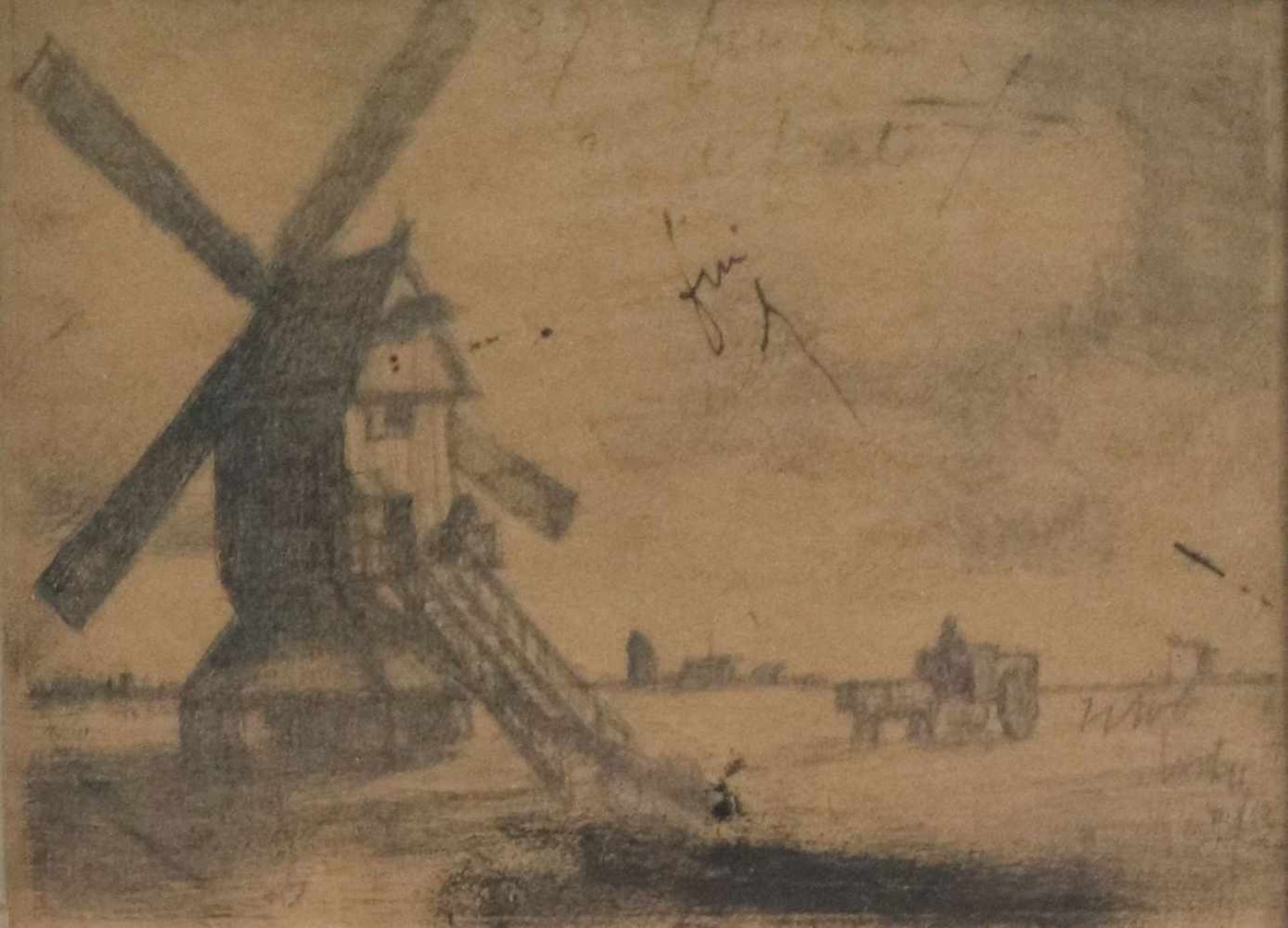 Jakob SMITS (1855 / 56-1928)Pencil drawing Mill16 x 12 cm