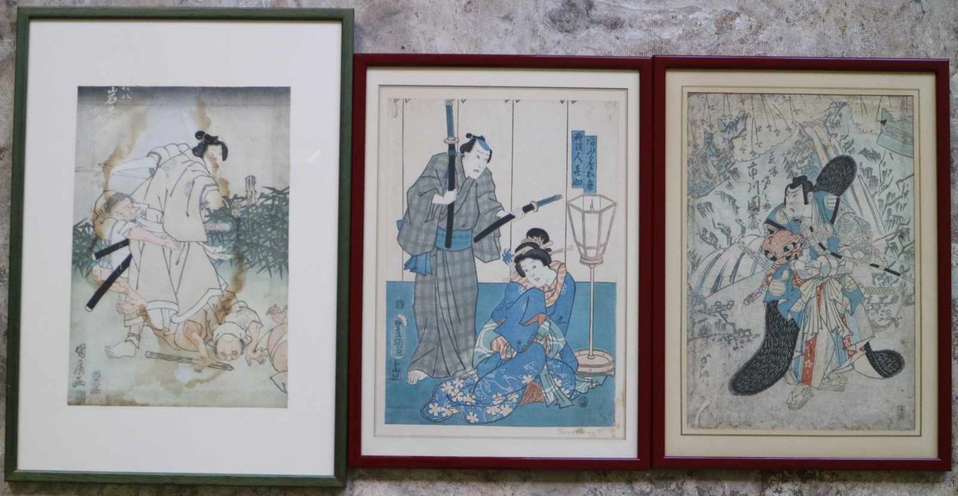 Lot of 3 Japanese prints 19th century