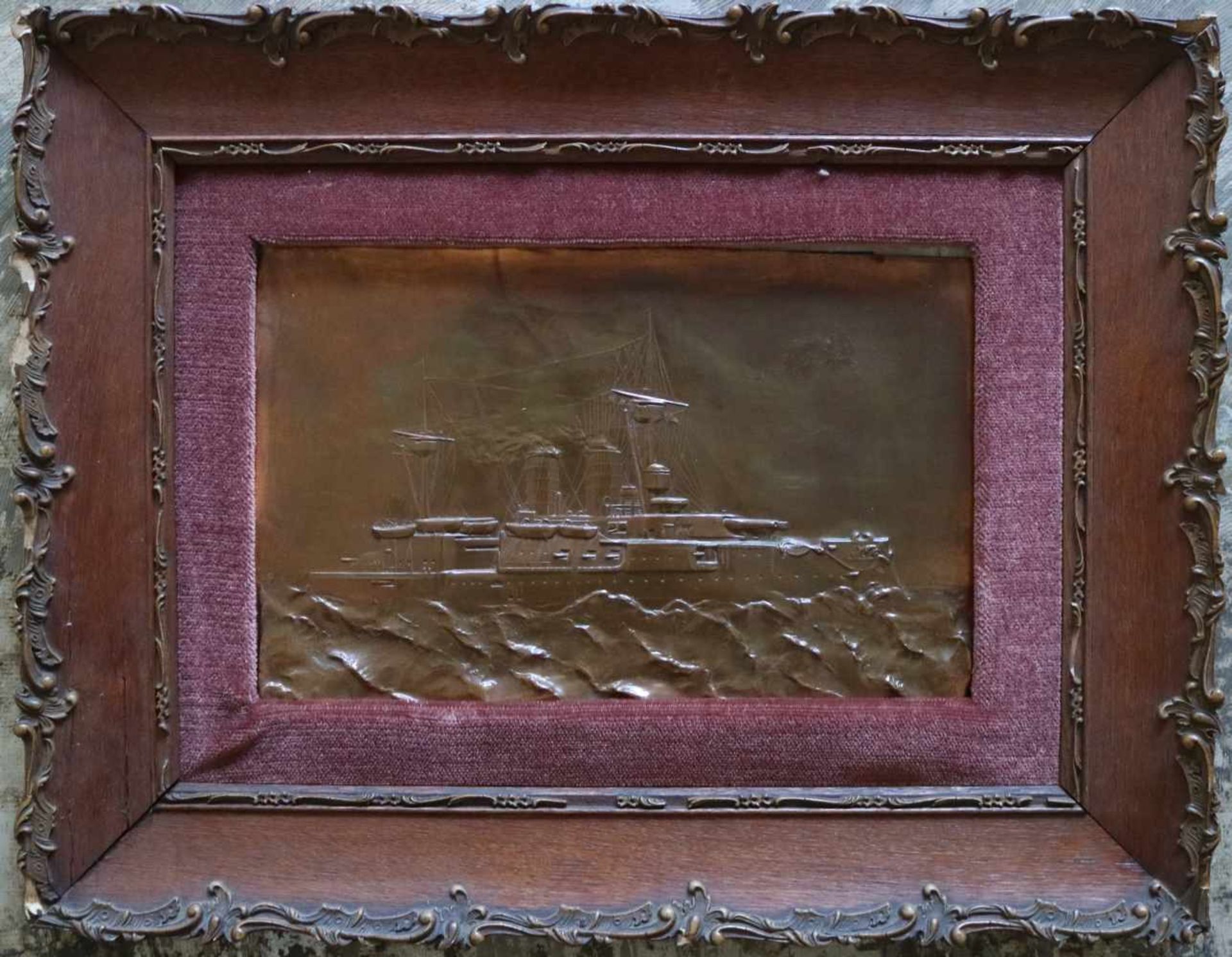 Copper plaque of a German battleship33 x 20 cm - Bild 2 aus 3