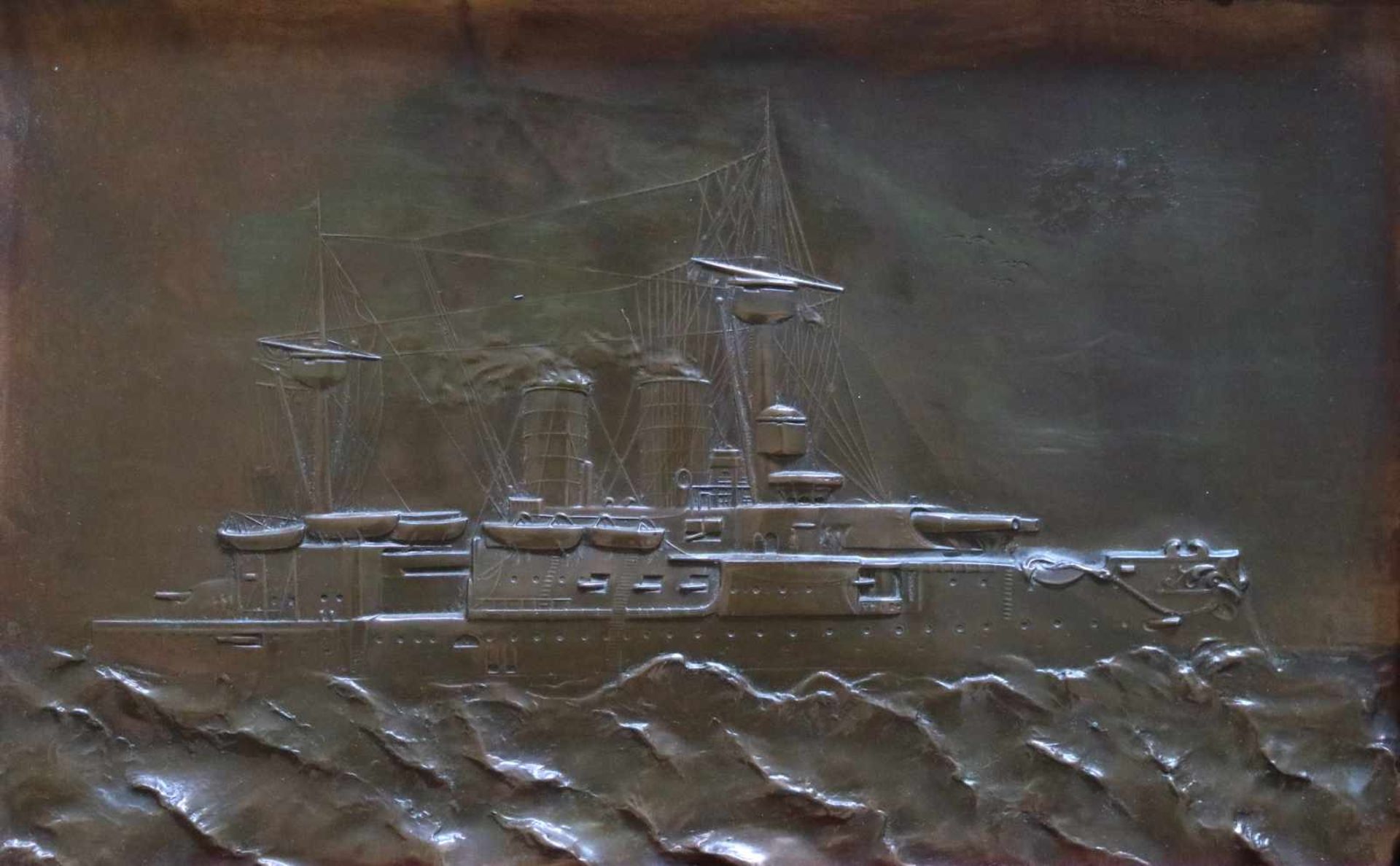 Copper plaque of a German battleship33 x 20 cm