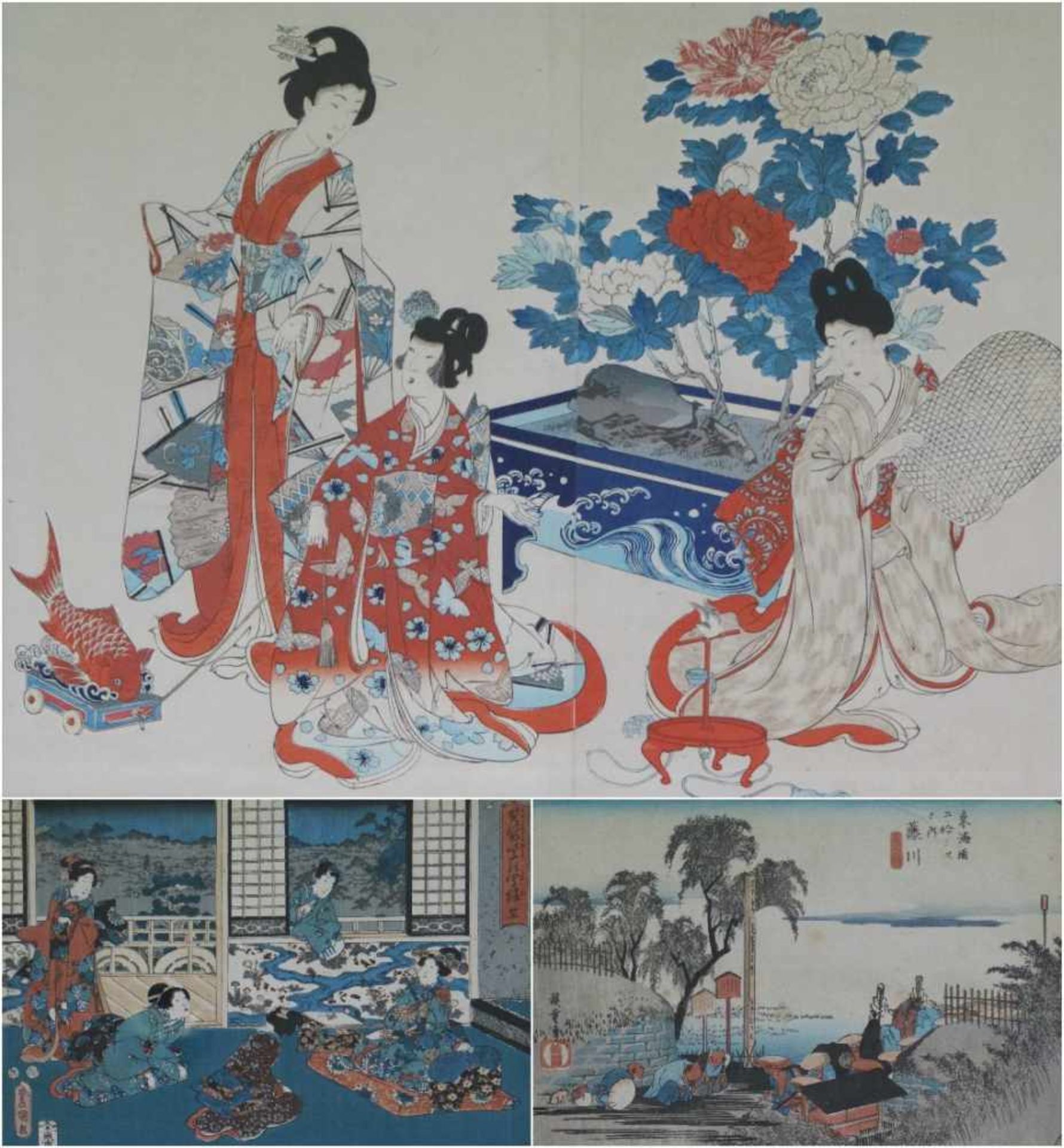 Lot of 3 Japanese prints 19th century