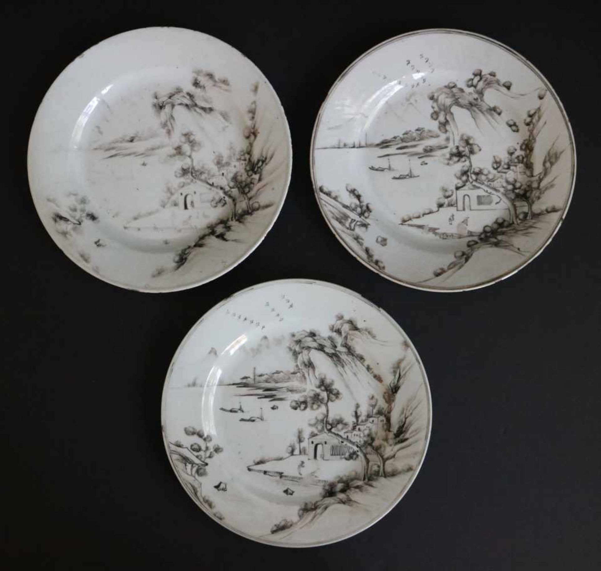 3 Chinese plates, 18th century