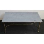 Vintage coffee table metal with marble top 1970s L 157 D 57 H 45 cm