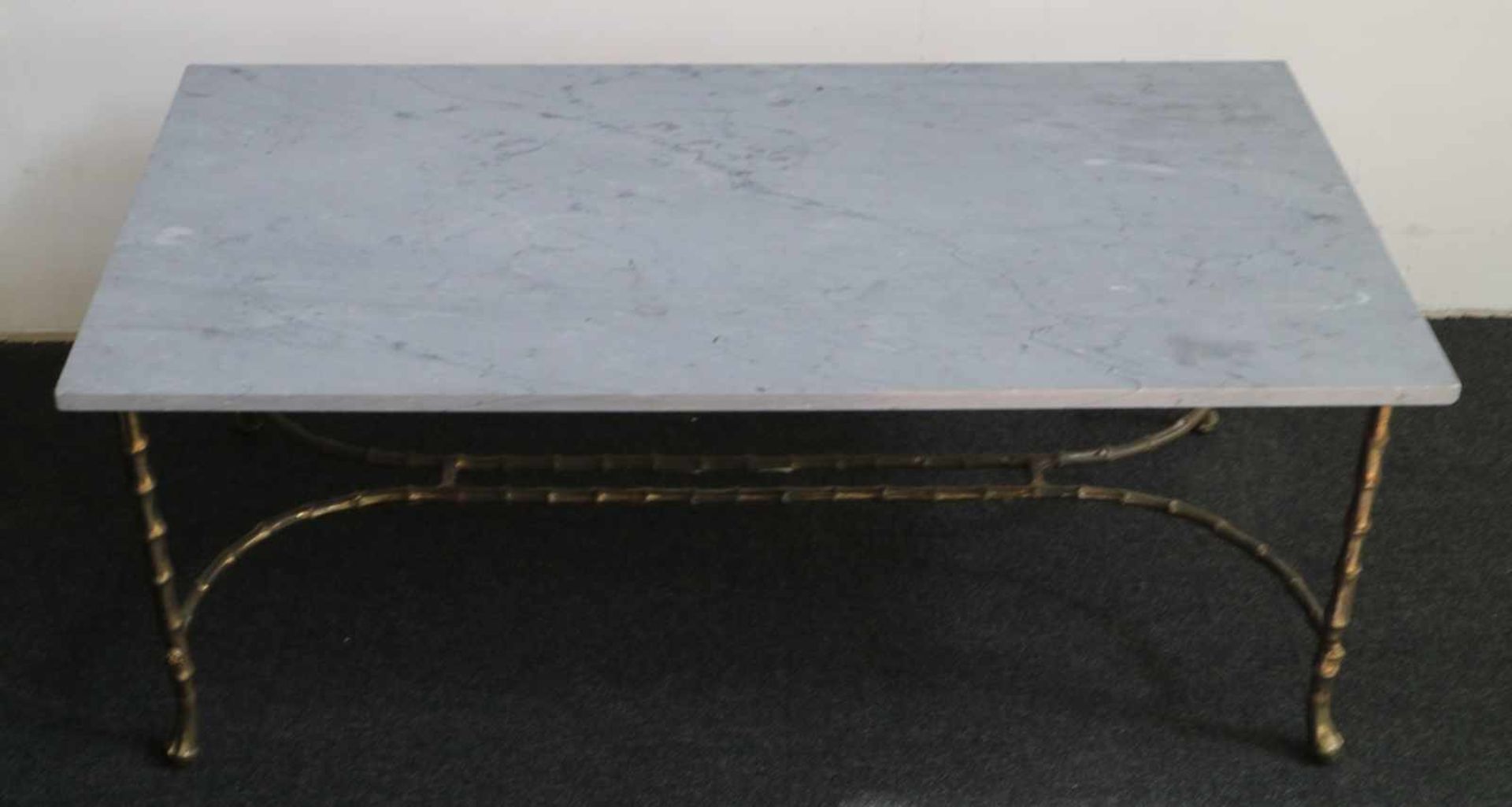 Vintage coffee table metal with marble top 1970s L 157 D 57 H 45 cm