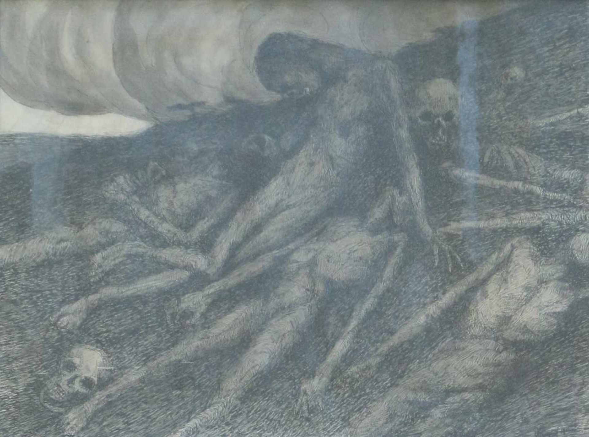 Henri Jules Charles DE GROUX (1866-1930) pen drawing Les désastres de la guerre dated 1916 35 x 27