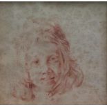 Sanguine Portrait of a Boy period Rubbens 9 x 9 cm Spots illegible signed verso