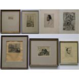 Lot of 7 etchings Joris Minne, Langui, Malfliet, Robert Aerens, Walter vaes, Clemant De Porre