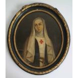 Belgian school 19th century oil on cardboard Monastery sister 31,5 x 36 cm