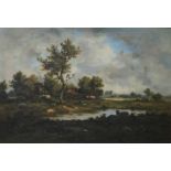 Léon RICHET (1847-1907) Oil on panel Landscape with farm 86 x 59 cm