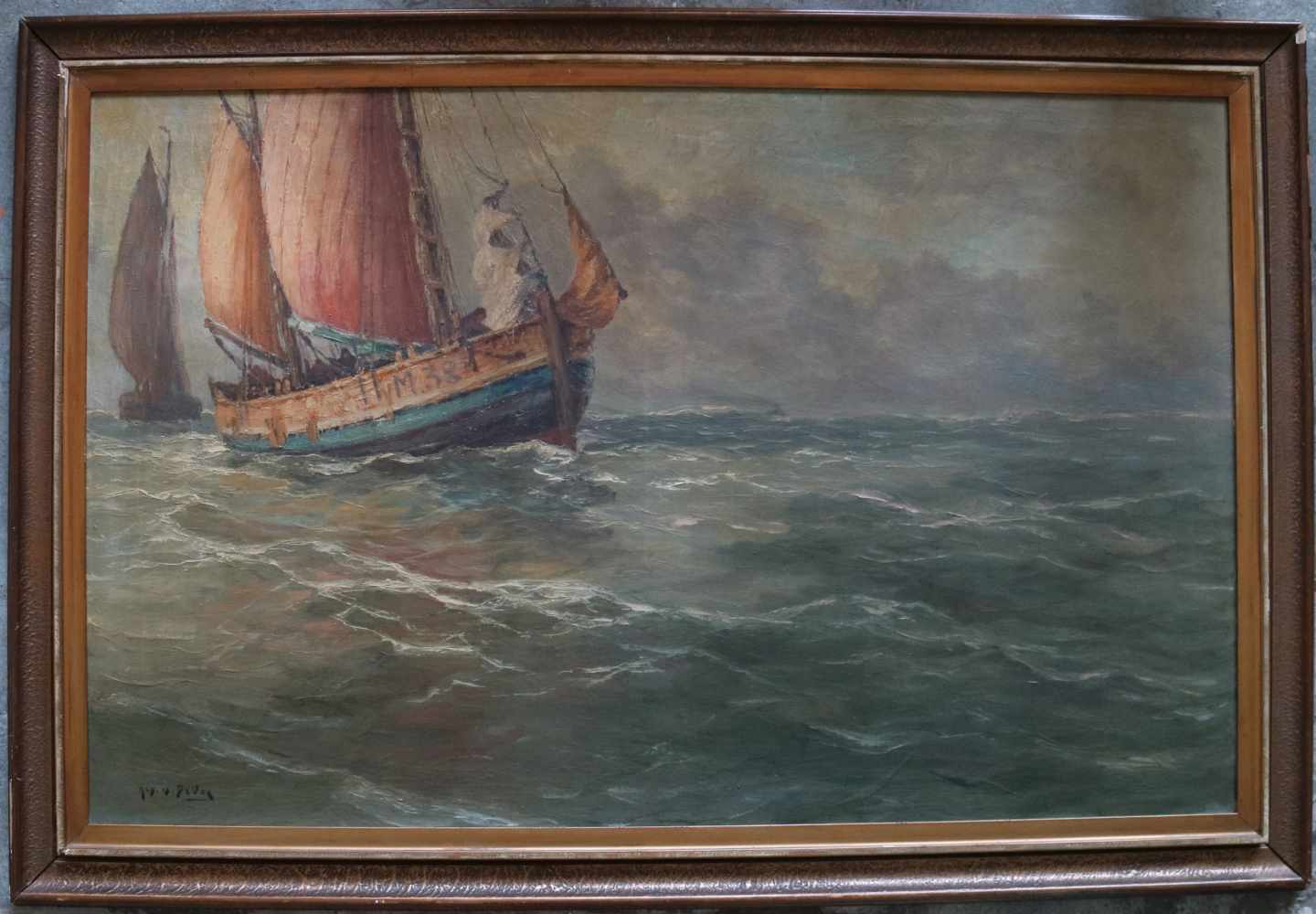 Albert Isidore DEVOS (1868-1950) oil on canvas Marine 110 x 70 cm - Image 2 of 4