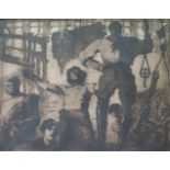 Maurice LANGASKENS (1884-1946) etching Le Port n ° 6/100 84 x 65 cm
