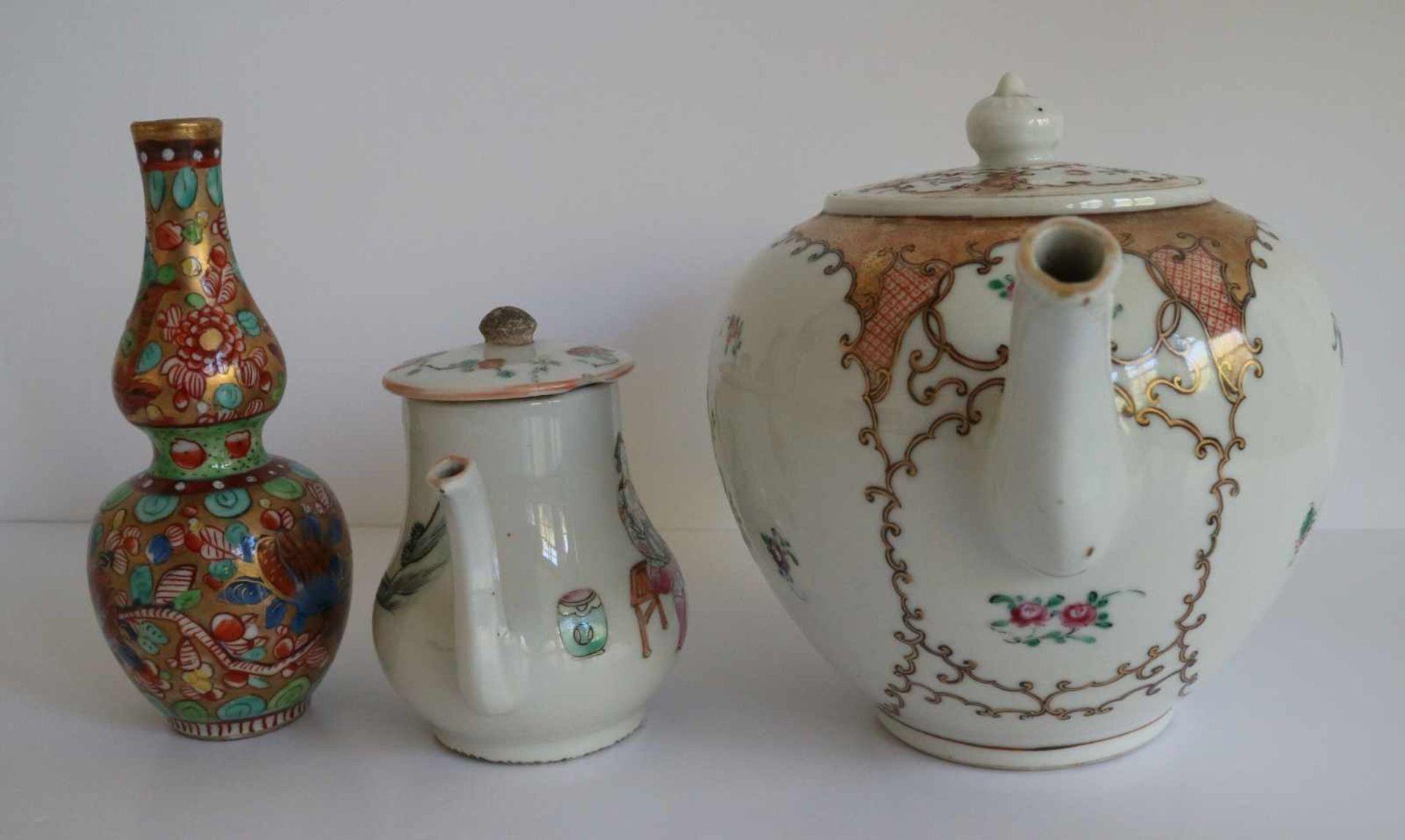 Porcelain Teapot Chine de commande, calebas vase Samson and teapot (crack) H 9,5 tot 13,5 cm - Bild 4 aus 6