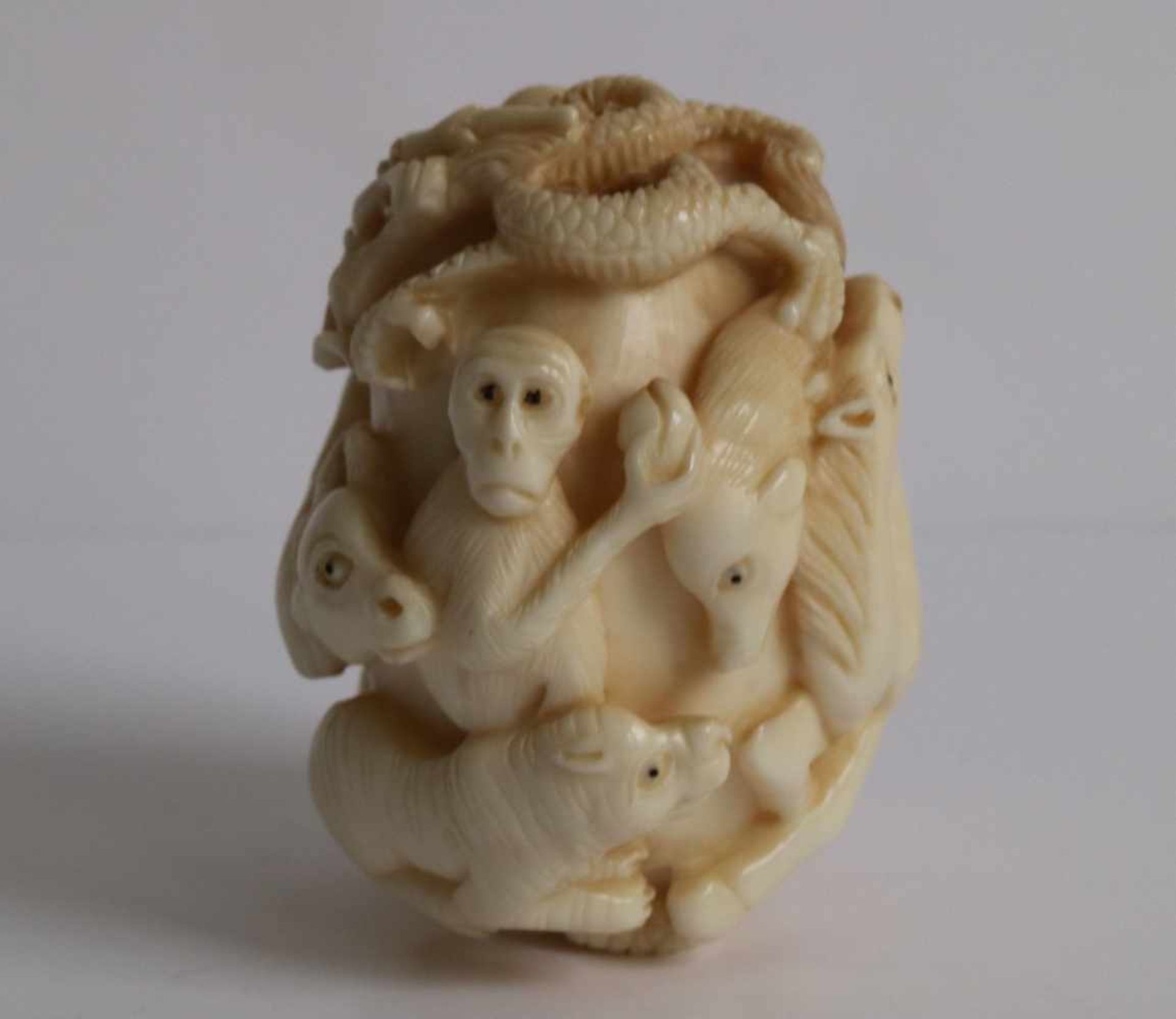 Netsuke Okimono Ivory animals of the Zodiac, Japan TAISHO period L 4,6 cm private collection - Bild 4 aus 5