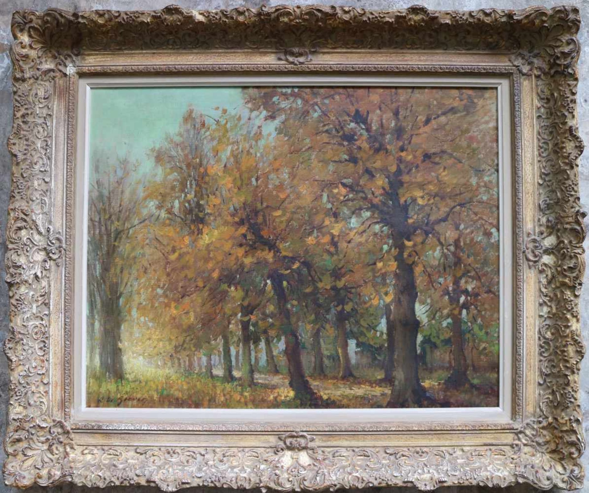 Belgian school oil on canvas Autumn landscape 70 x 55 cm - Bild 2 aus 4