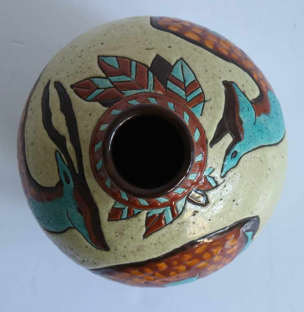 Boch keramis vase with fallow deer D 943 H 19,5 cm - Image 4 of 5