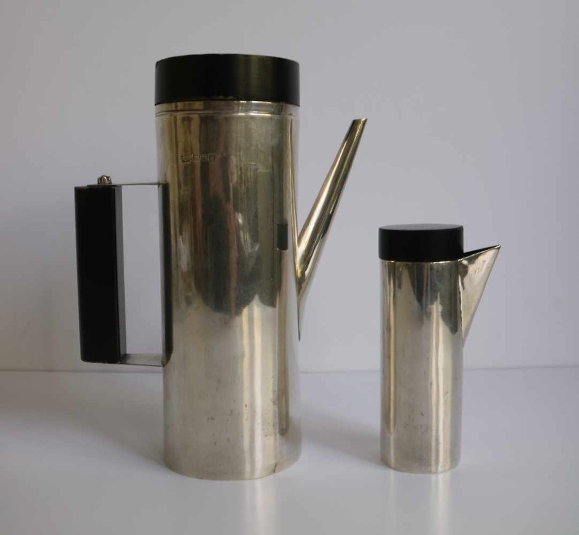 Birmingham silver J&K coffee pot and milk jug 1975 H 15 en 25,5 cm - Image 3 of 6