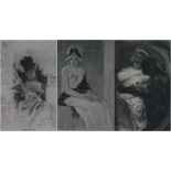 Félicien ROPS (1833-1898) lot of 3 helio engravings 13,5 x 17 cm