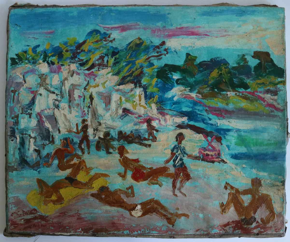 Paul MAAS (1890-1962) oil on canvas bathers at the lake 61 x 51 cm