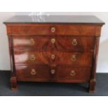 Empire chest of drawers with marble top H 105 B 130 D 62 cm