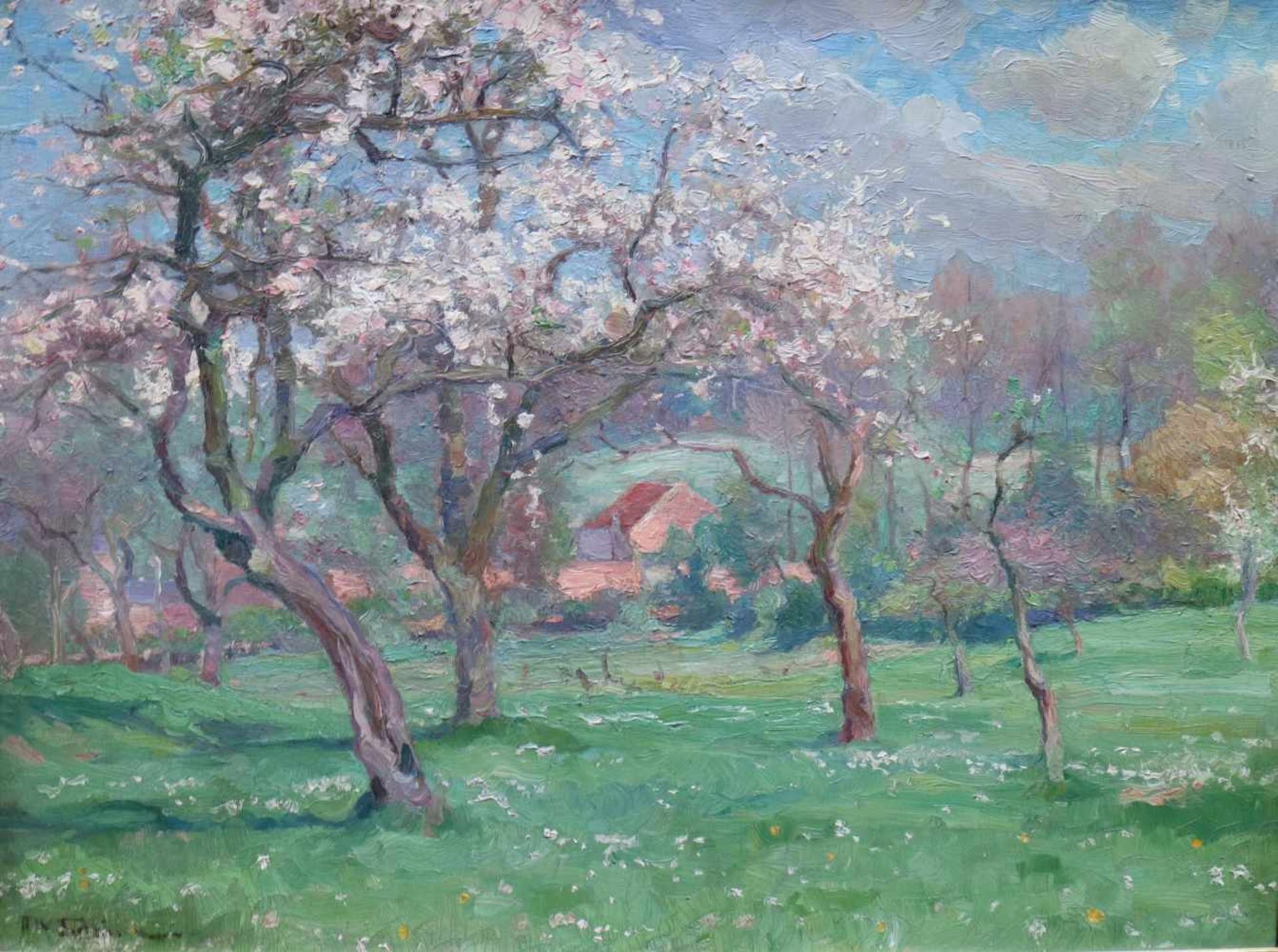 Albert SIRTAINE (1869-1959) oil on canvas Flowering orchard 60 x 45 cm