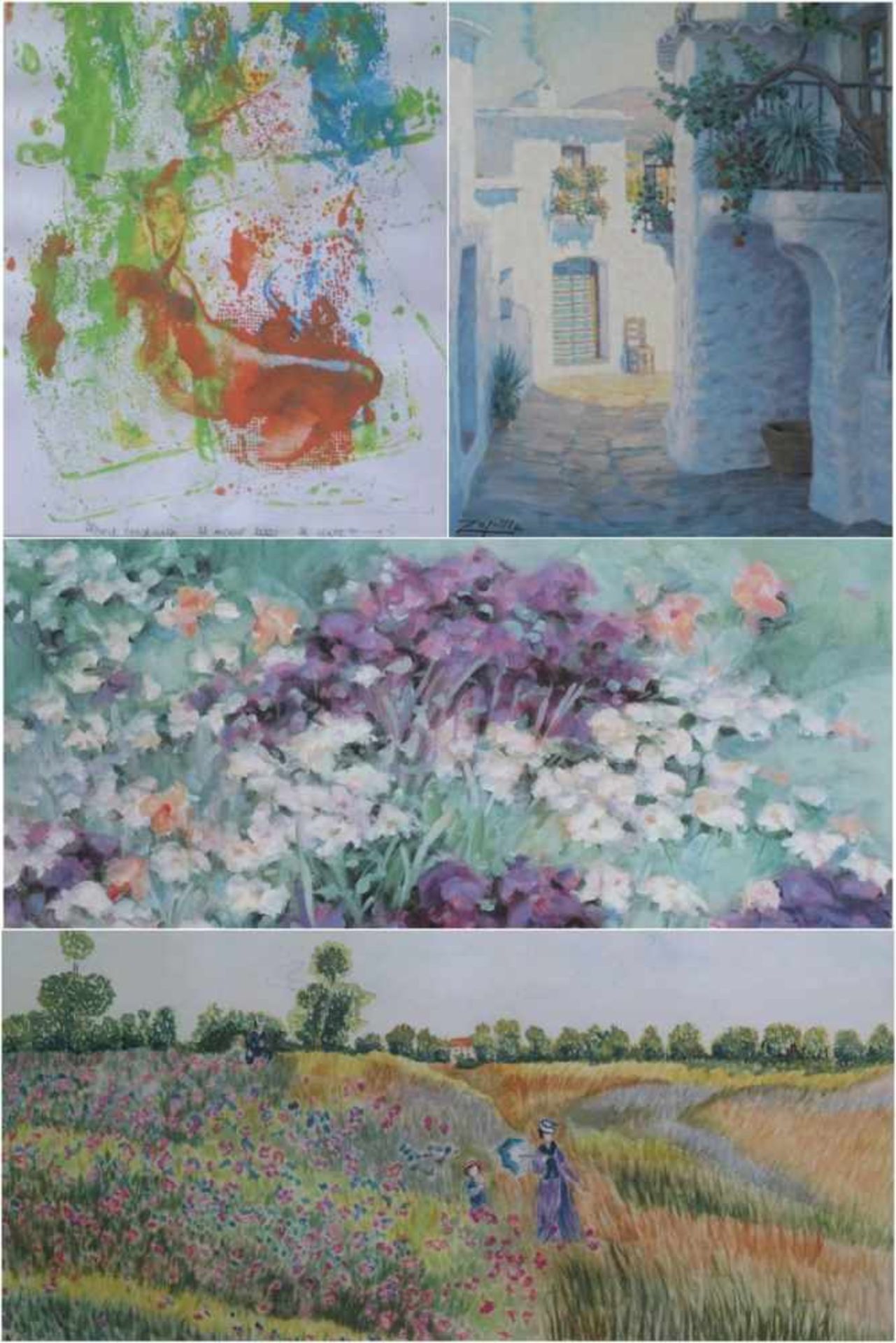 4 watercolors ao Albert Verstringhe, Zafrilla and Milles 37 x 49, 21 x 29, 60 x 45 en 88 x 46 cm