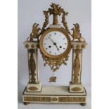 Louis XVI clock white marble with ormolu decoration H 50,5 cm