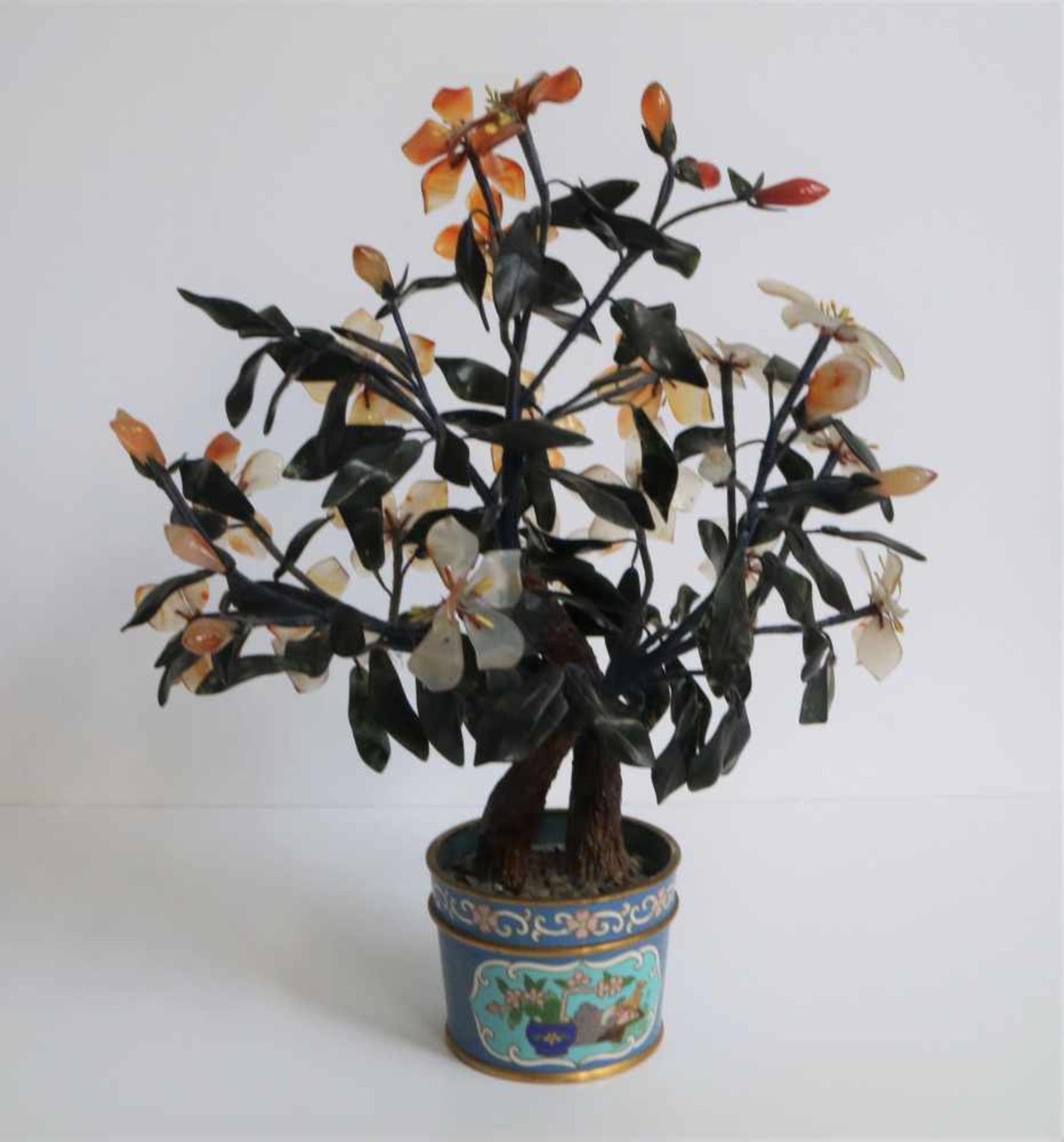Chinese cloisonné cloisonné pot with flowers (glass) H 37 cm - Bild 2 aus 3
