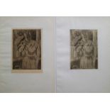 Jean BRUSSELMANS (1884-1953) 2 Etchings of the portrait of a woman 19,5 x 28 cm signed in the plate