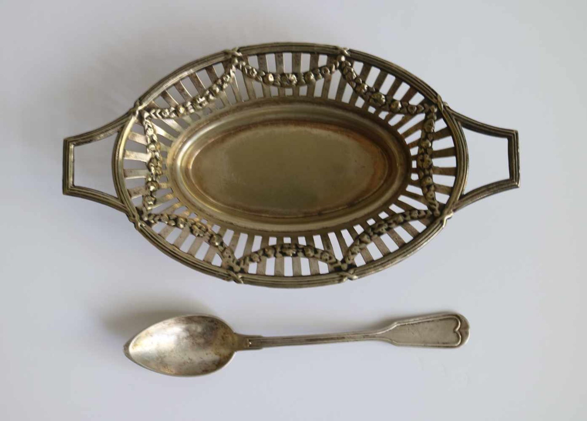 Delheid tray silver platter with mirror glass (Delheid) + silver plated dish, bowl and spoon 51 x - Image 2 of 4