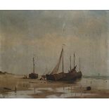 E FOURIN Oil on canvas Marine 50 x 40 cm with 2 tears in the canvas signed and dated 1888