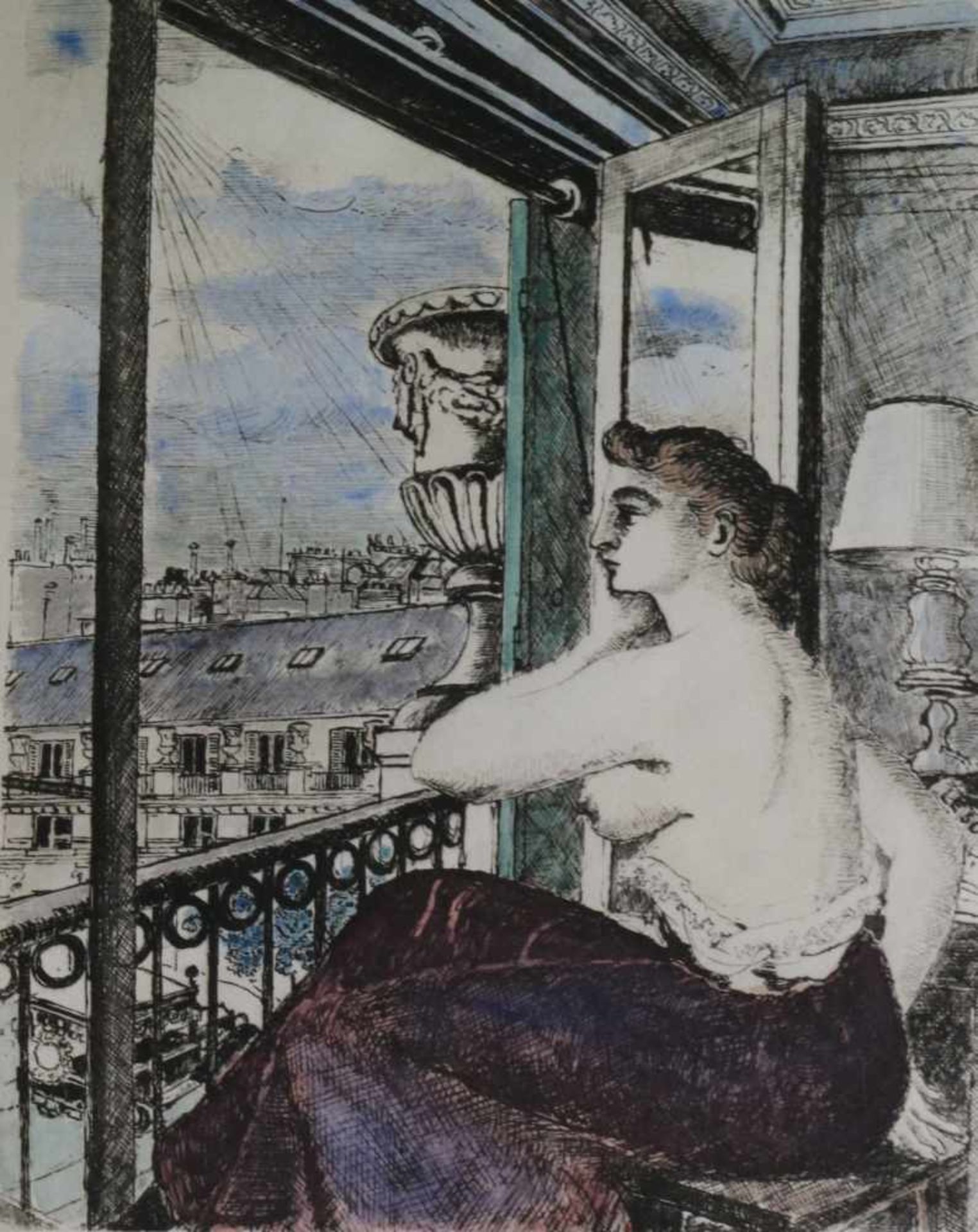 Paul DELVAUX (1897-1994) etching from Le Pays Des Miroirs n ° 44/45 27 x 35 cm