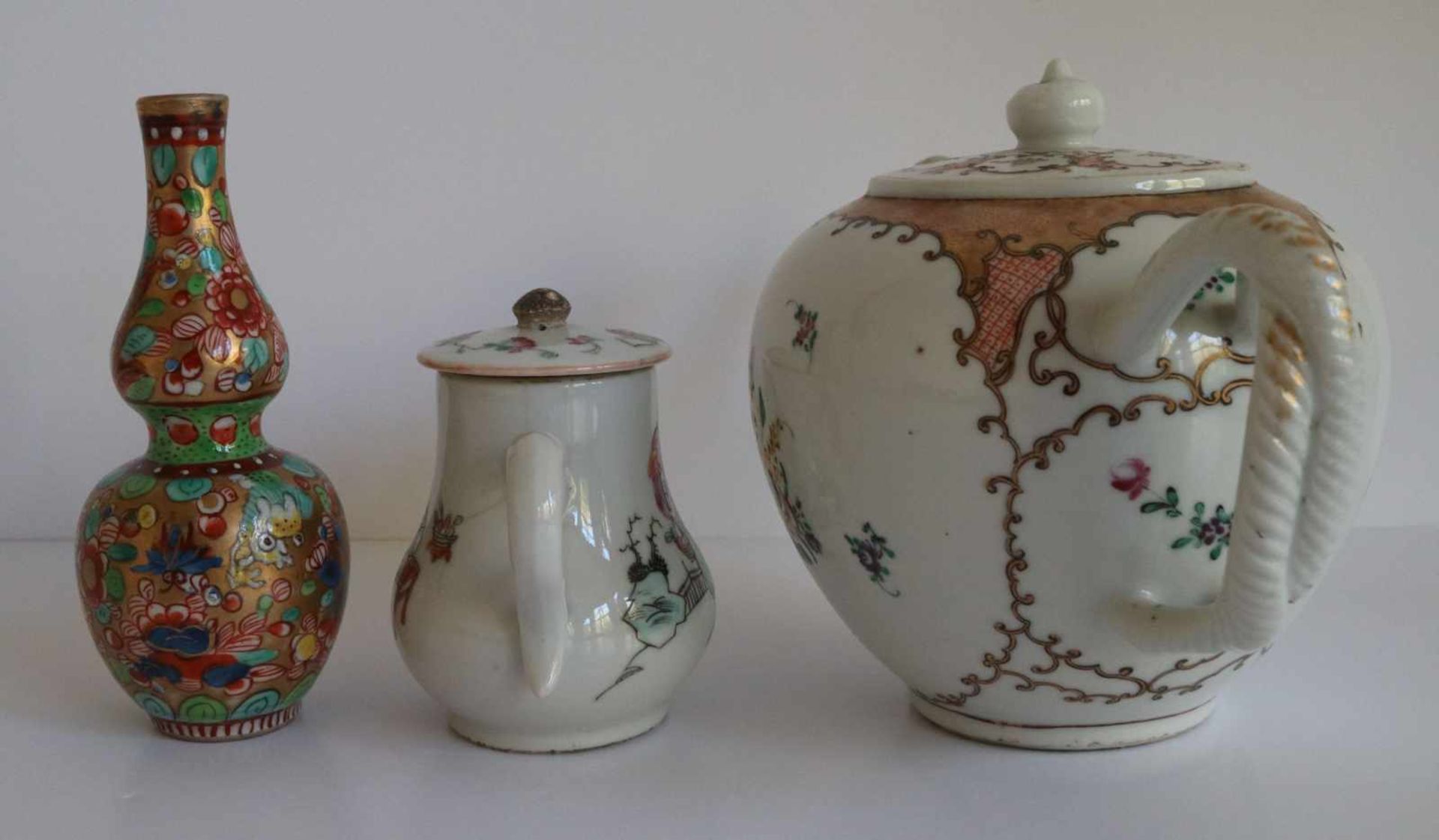 Porcelain Teapot Chine de commande, calebas vase Samson and teapot (crack) H 9,5 tot 13,5 cm - Bild 2 aus 6