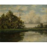 François LAMORINIERE (1828-1911) Oil on hardboard River landscape 27 x 22 cm