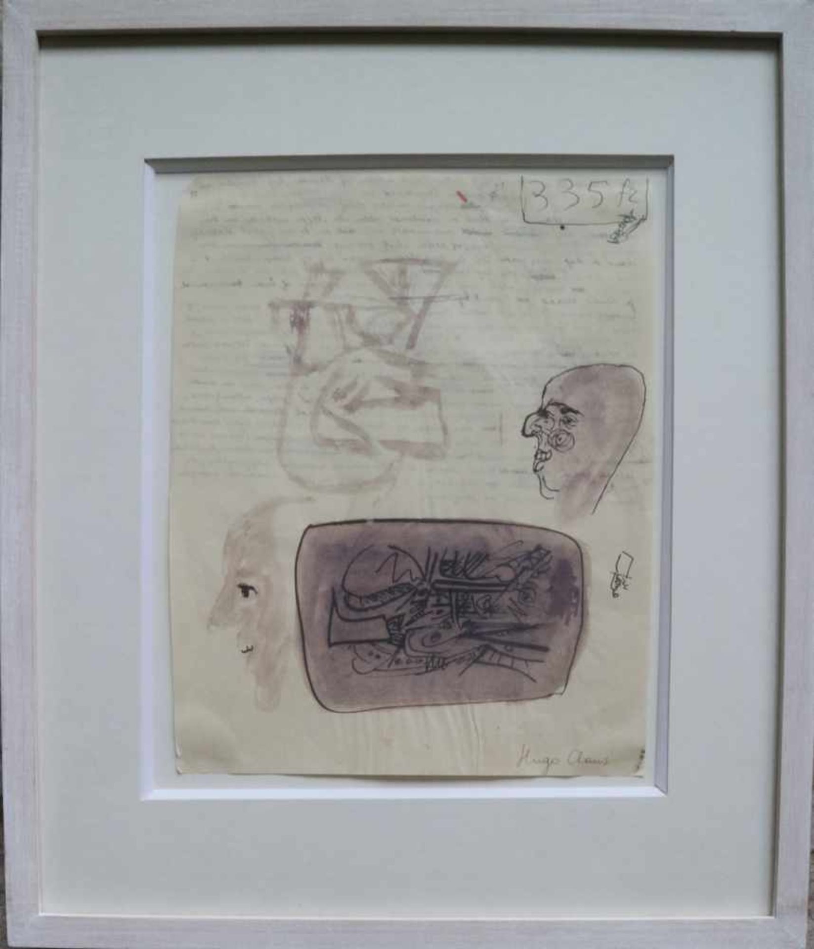 Hugo CLAUS (1929-2008) handwriting with sketches and watercolor on paper 21 x 26 cm signed - Bild 2 aus 3