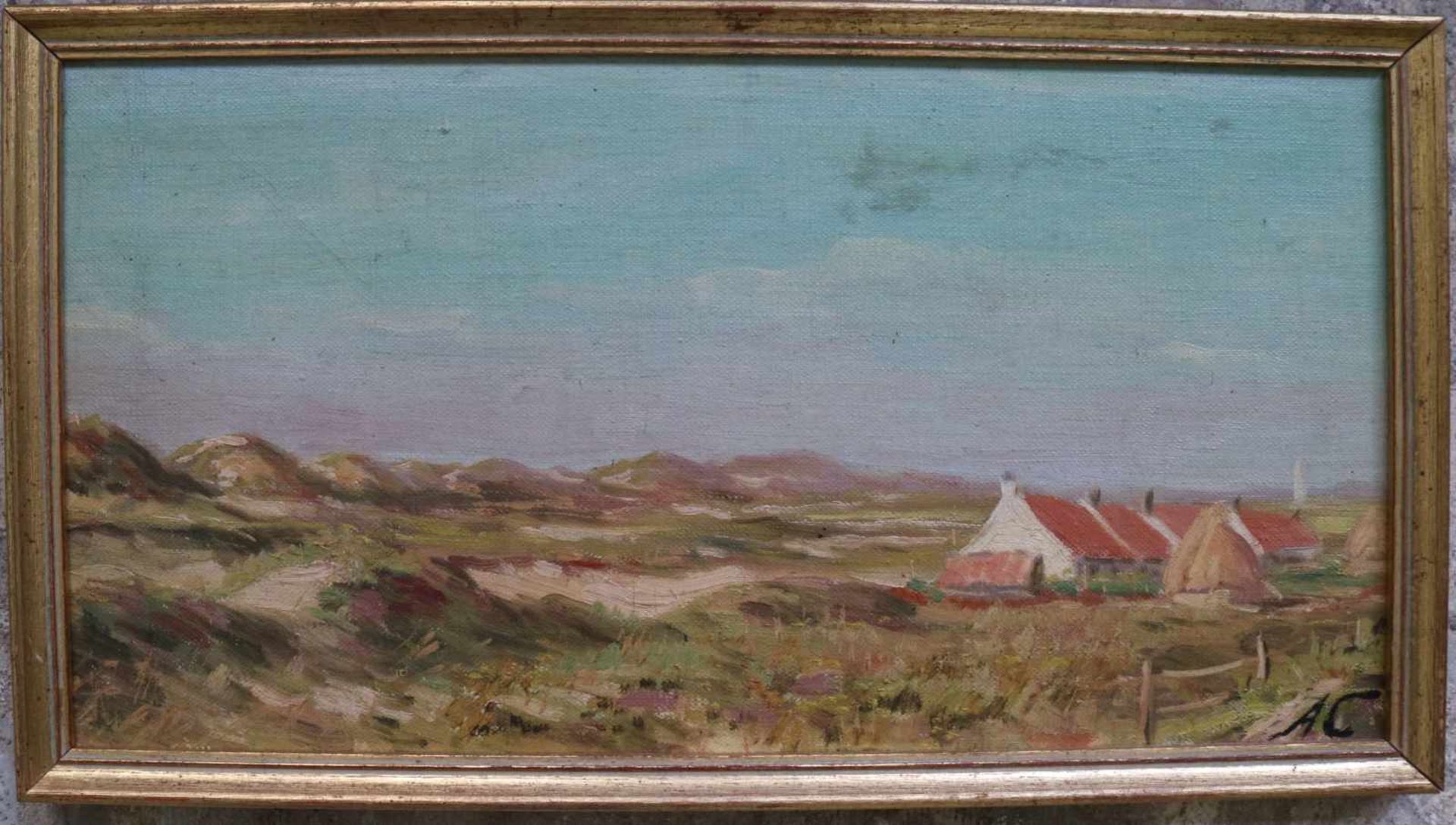 Albert COLLET (XX) oil on hardboard Sight of the dunes 40 x 21 cm monogram AC - Bild 2 aus 3