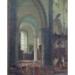 Romain MALFLIET (1910-2006) Oil on canvas Church interior Sint Niklaas 60 x 75 cm