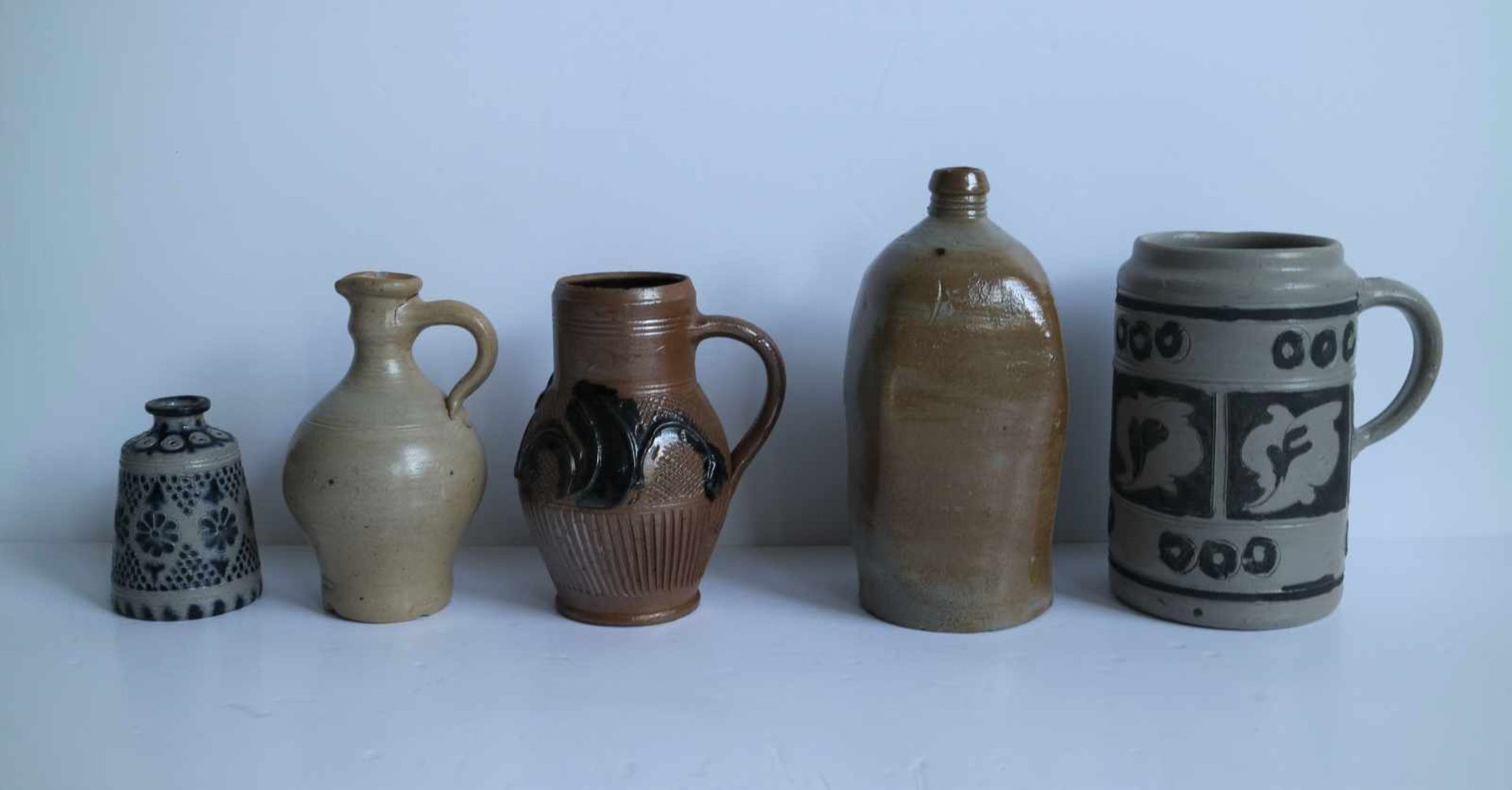Stoneware 19th century, including Westerwald H 10 tot 21,5 cm