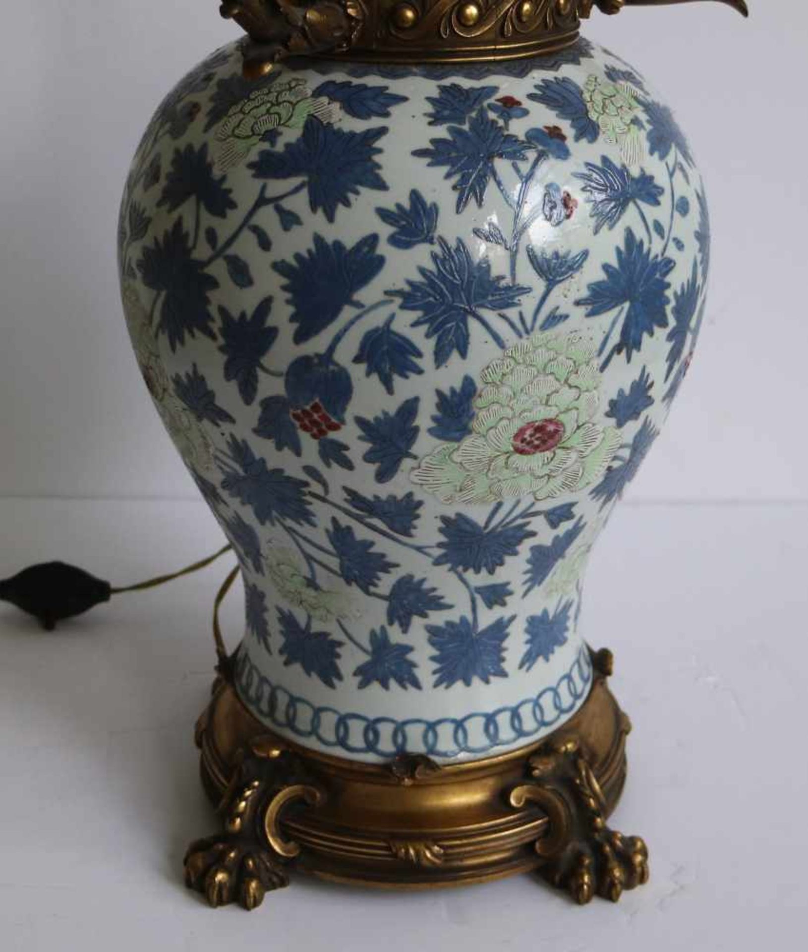 Chinese vase 19th century, transformed into a lamp shade H 97 cm, vaas 30 cm - Bild 4 aus 7