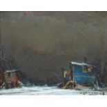 Piet LIPPENS (1890-1981) oil on canvas Caravans 40 x 32 cm