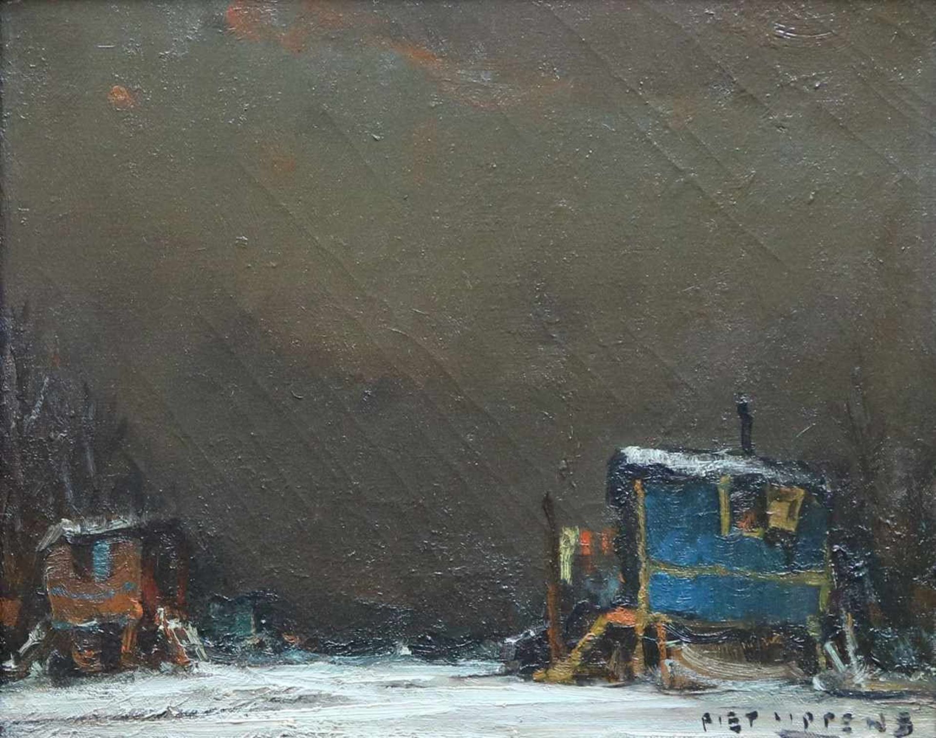 Piet LIPPENS (1890-1981) oil on canvas Caravans 40 x 32 cm