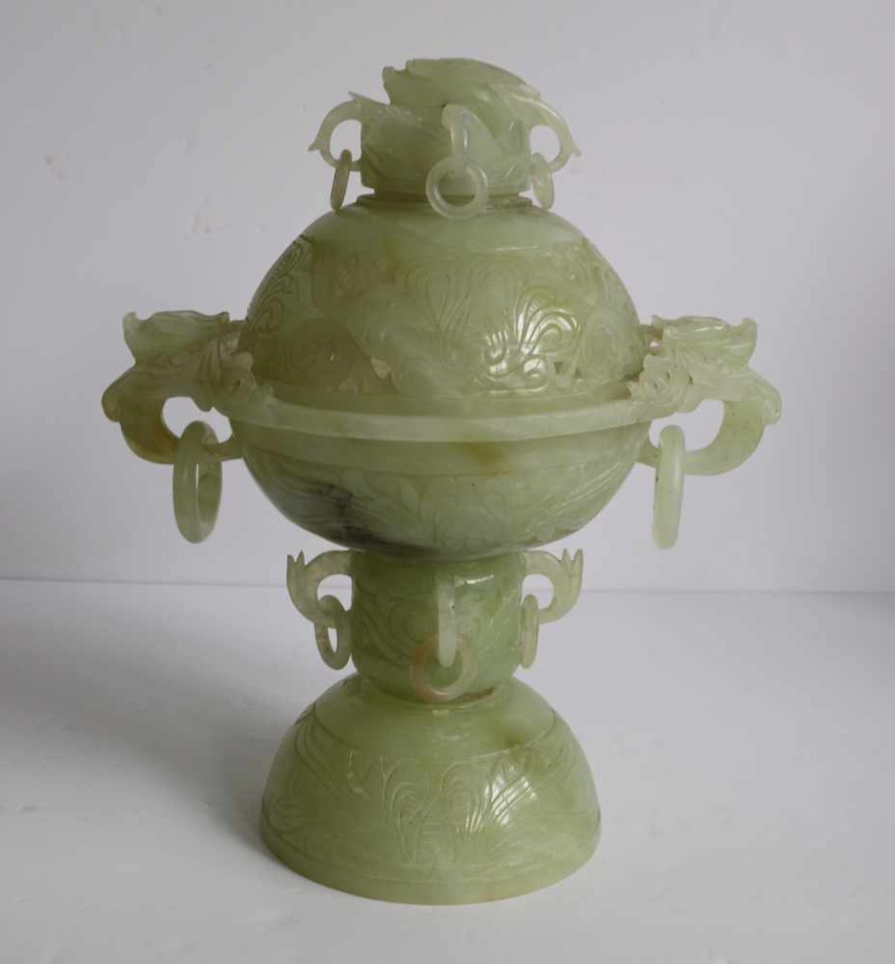 Chinese incense burner in serpentine H 34 B 29 cm - Bild 2 aus 4