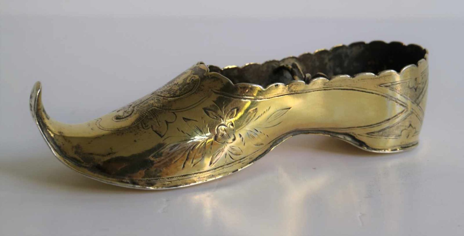 Russian shoe 19th century Gold-plated & silver with markings and dated 185 .. Saint Petersburg B 11