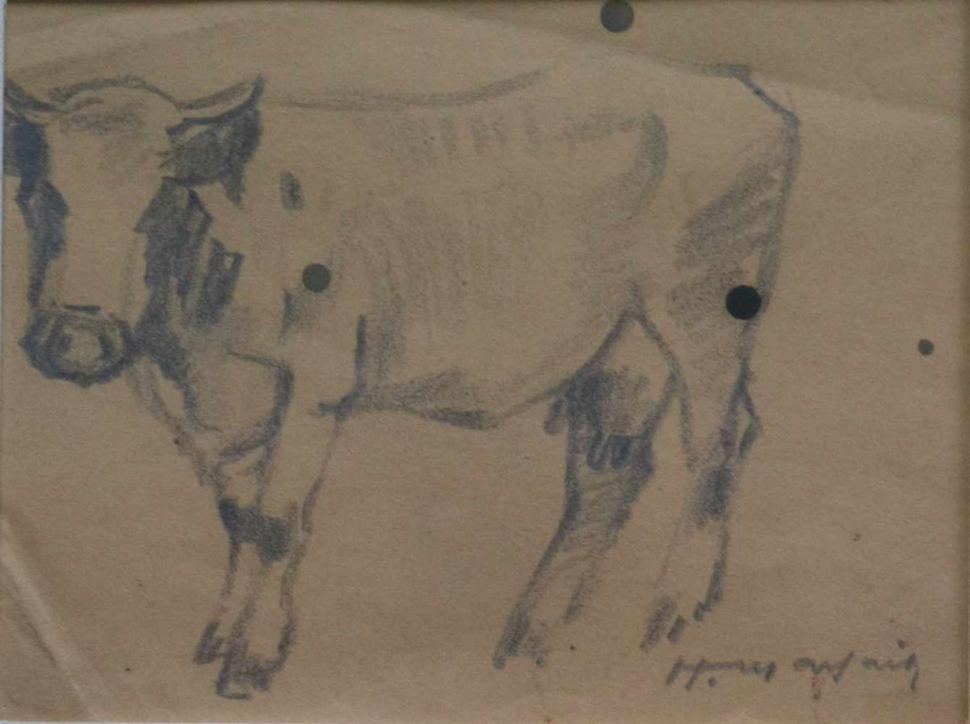 Hubert MALFAIT (1898-1971) drawing of a cow 19,5 x 15 cm