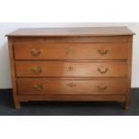 French chest of drawers 19th century oak with 3 drawers B 131 D 55 H 85 cm