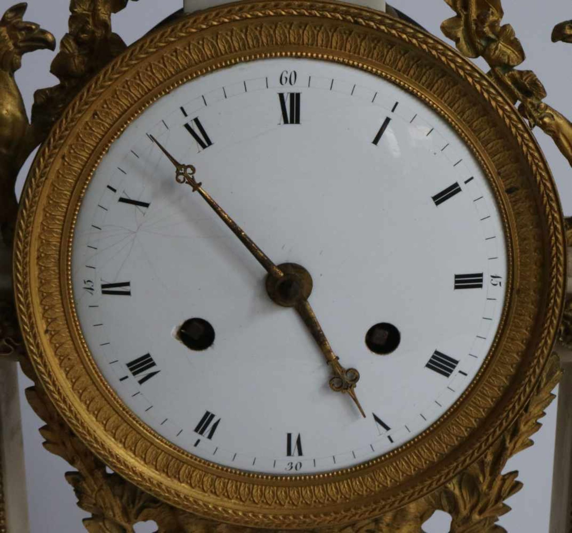 Louis XVI clock white marble with ormolu decoration H 50,5 cm - Bild 3 aus 6