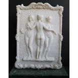 Alabaster Bas Relief the three graces H 67 B 54 cm