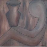 Mia DEPREZ (1942-1997) Oil on canvas Seated figure with jug 50 x 50 cm